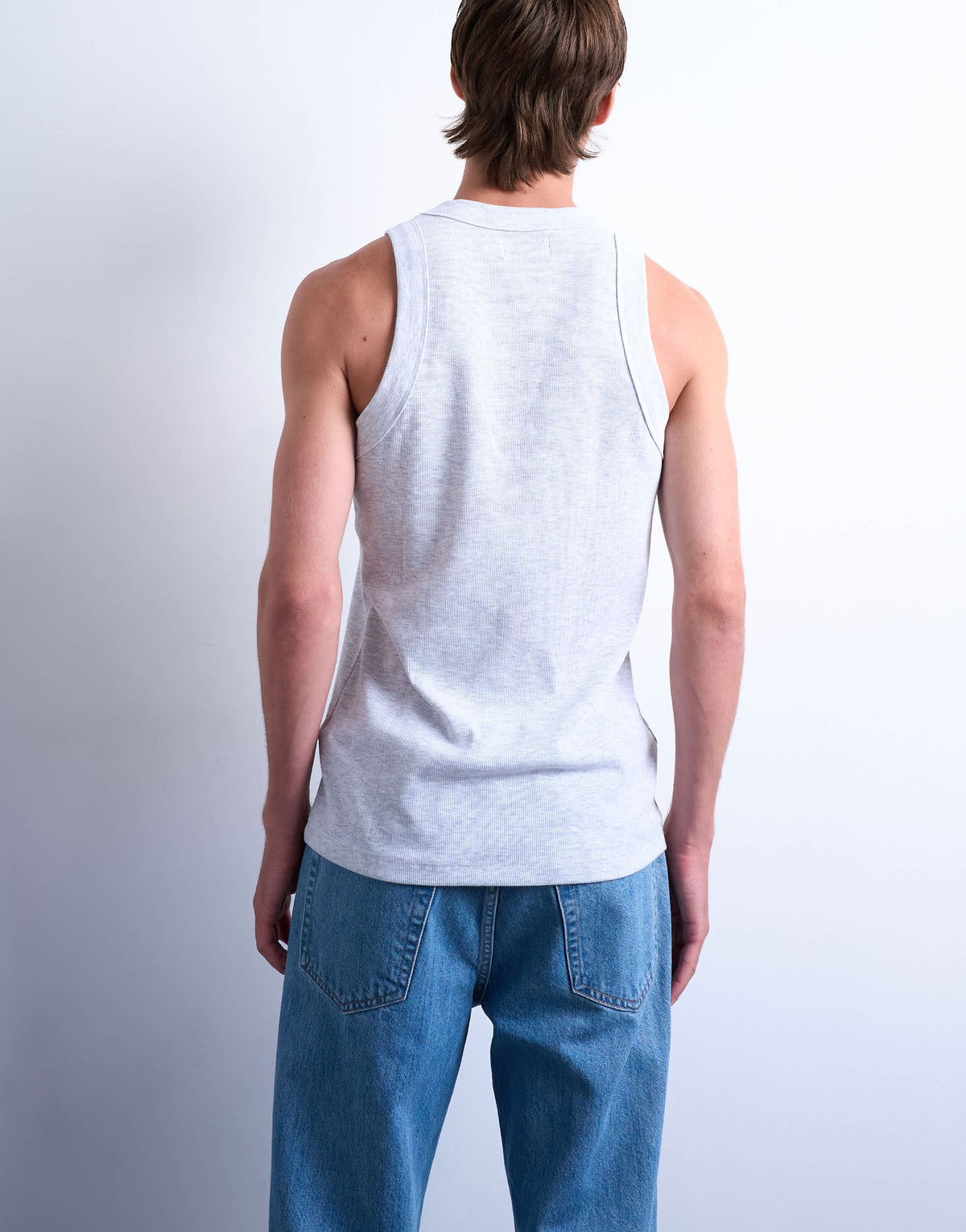Topman fitted rib vest with high neck in grey marl