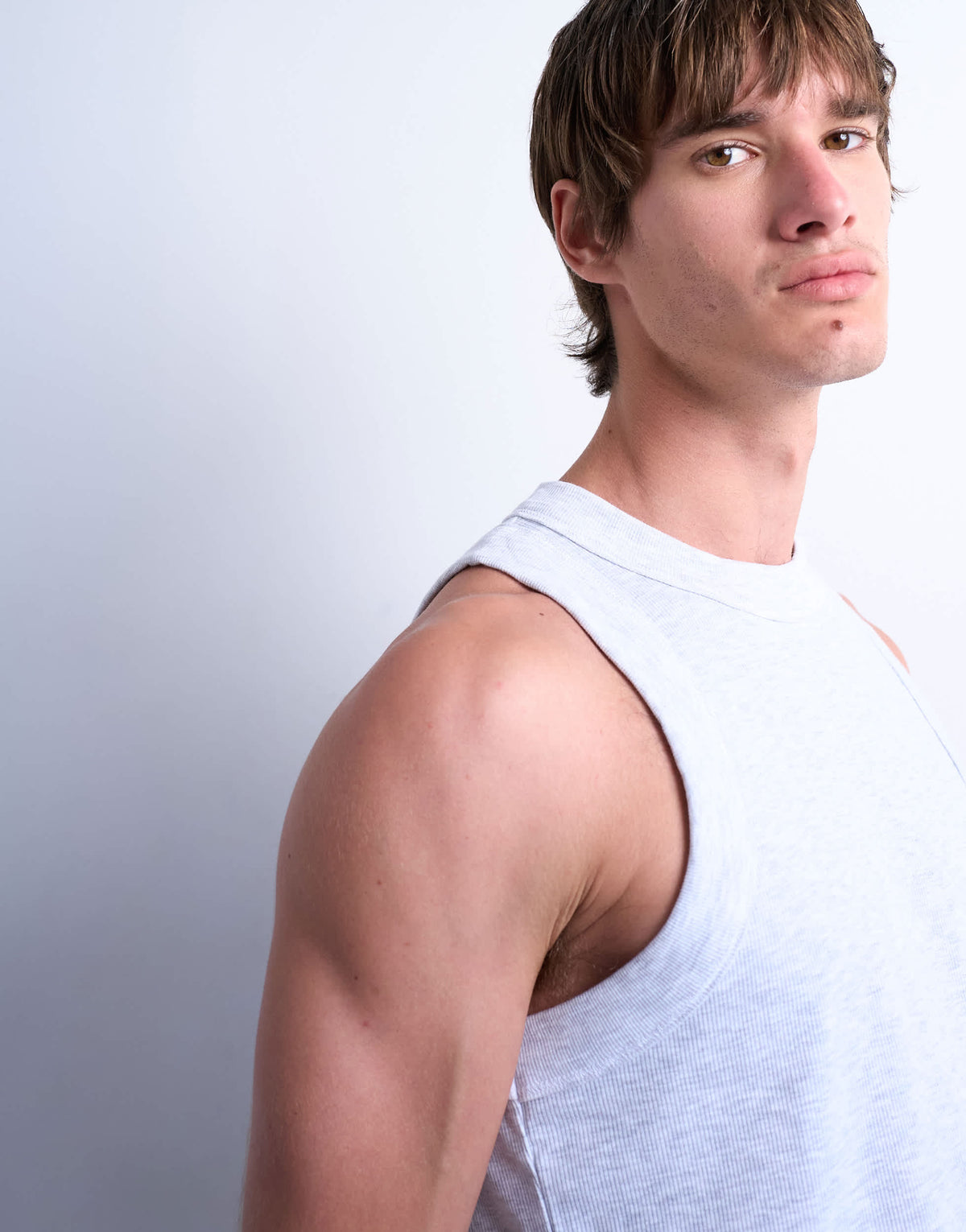 Topman fitted rib vest with high neck in grey marl