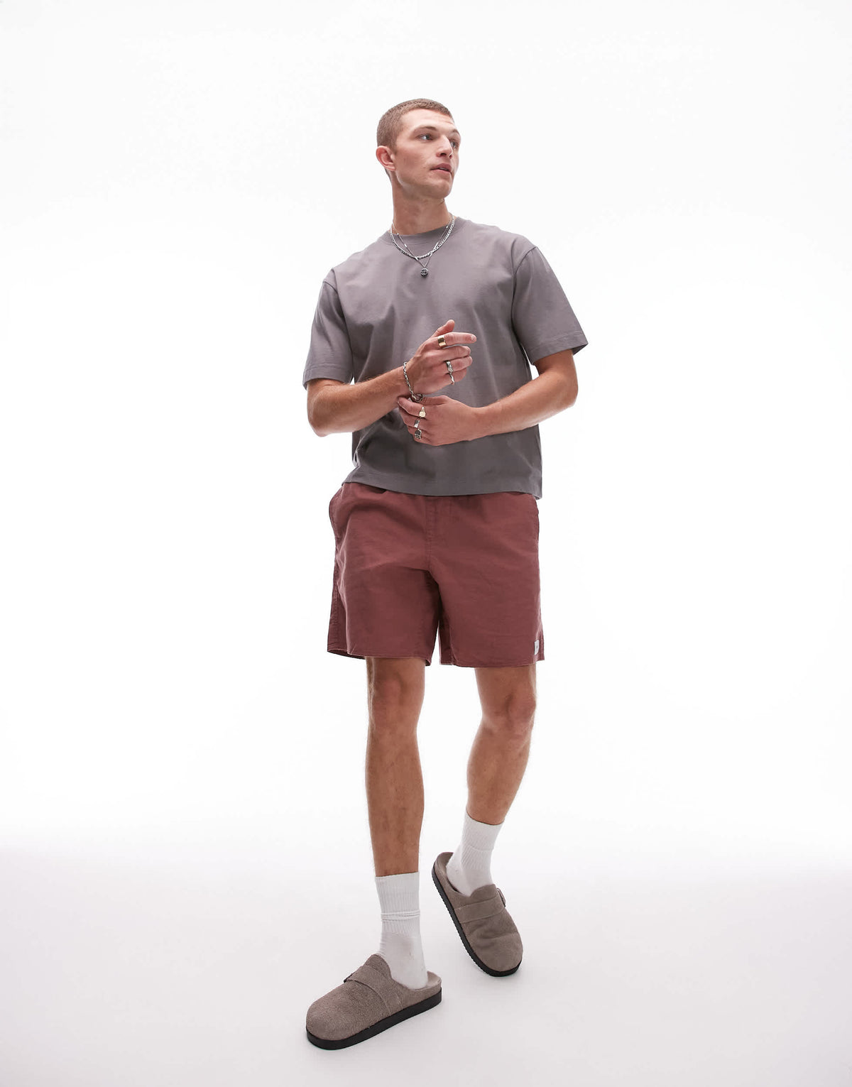 Topman crop fit t-shirt in mid grey