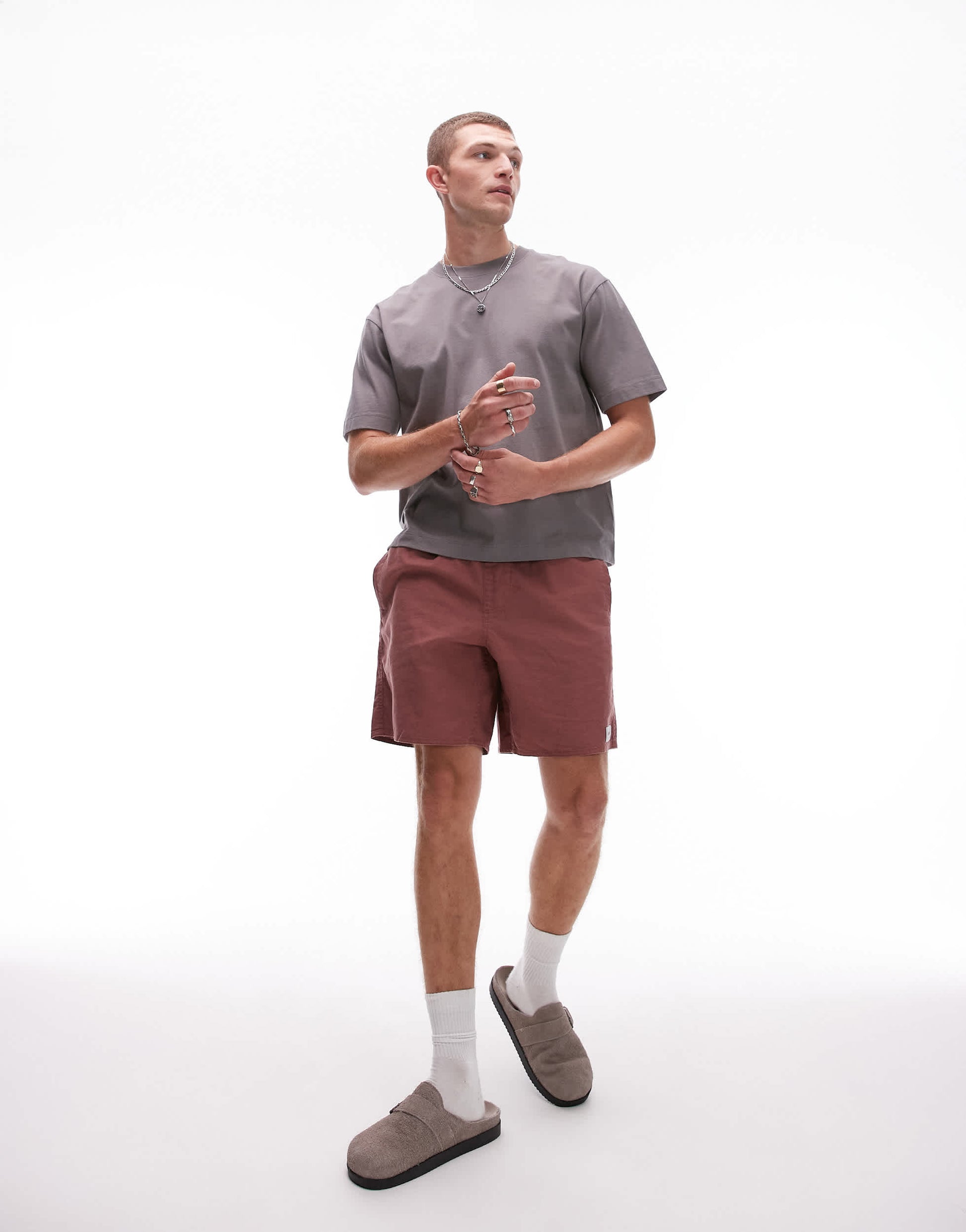 Topman crop fit t-shirt in mid grey