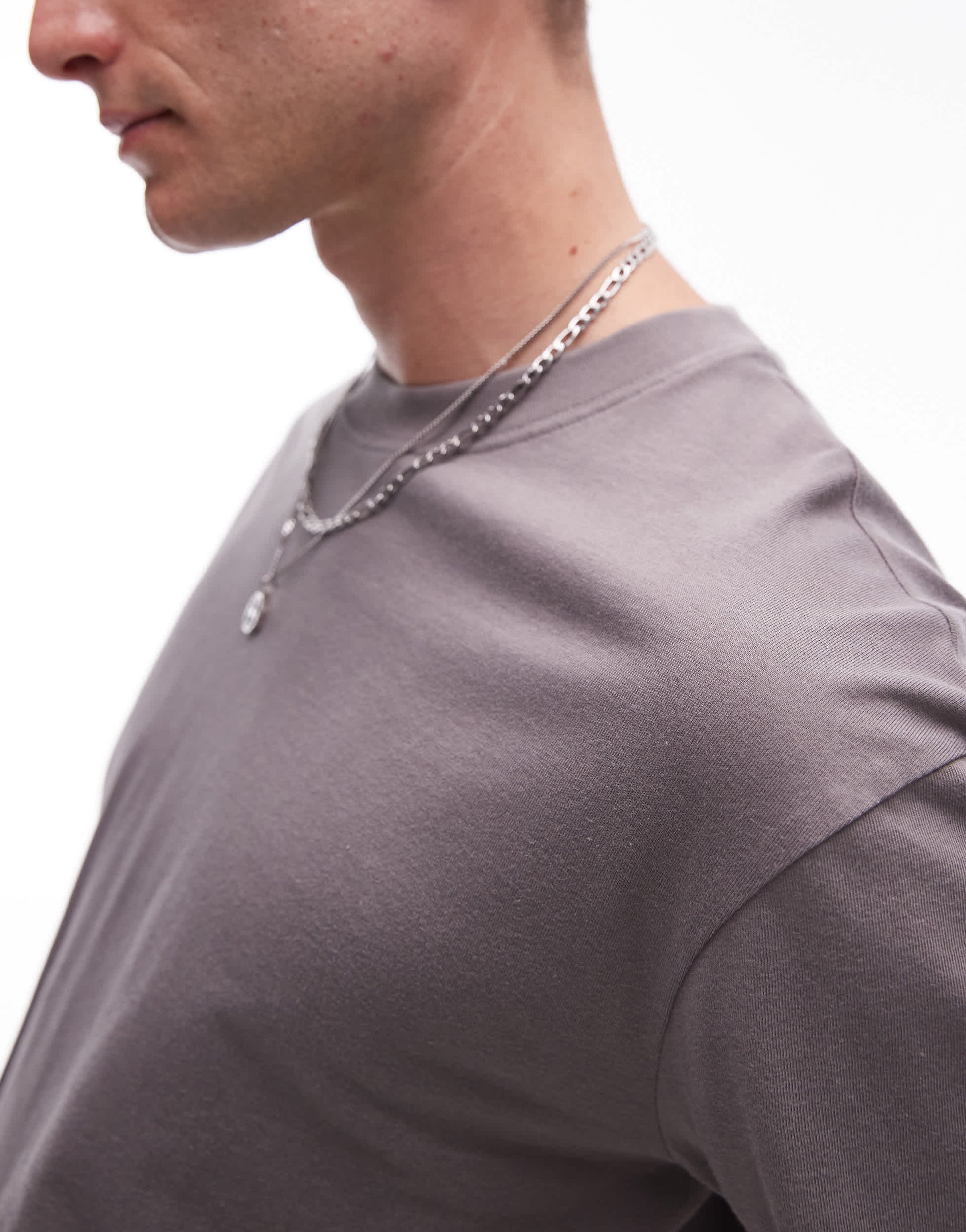 Topman crop fit t-shirt in mid grey