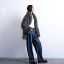 Topshop faux fur shawl mid length coat in charcoal