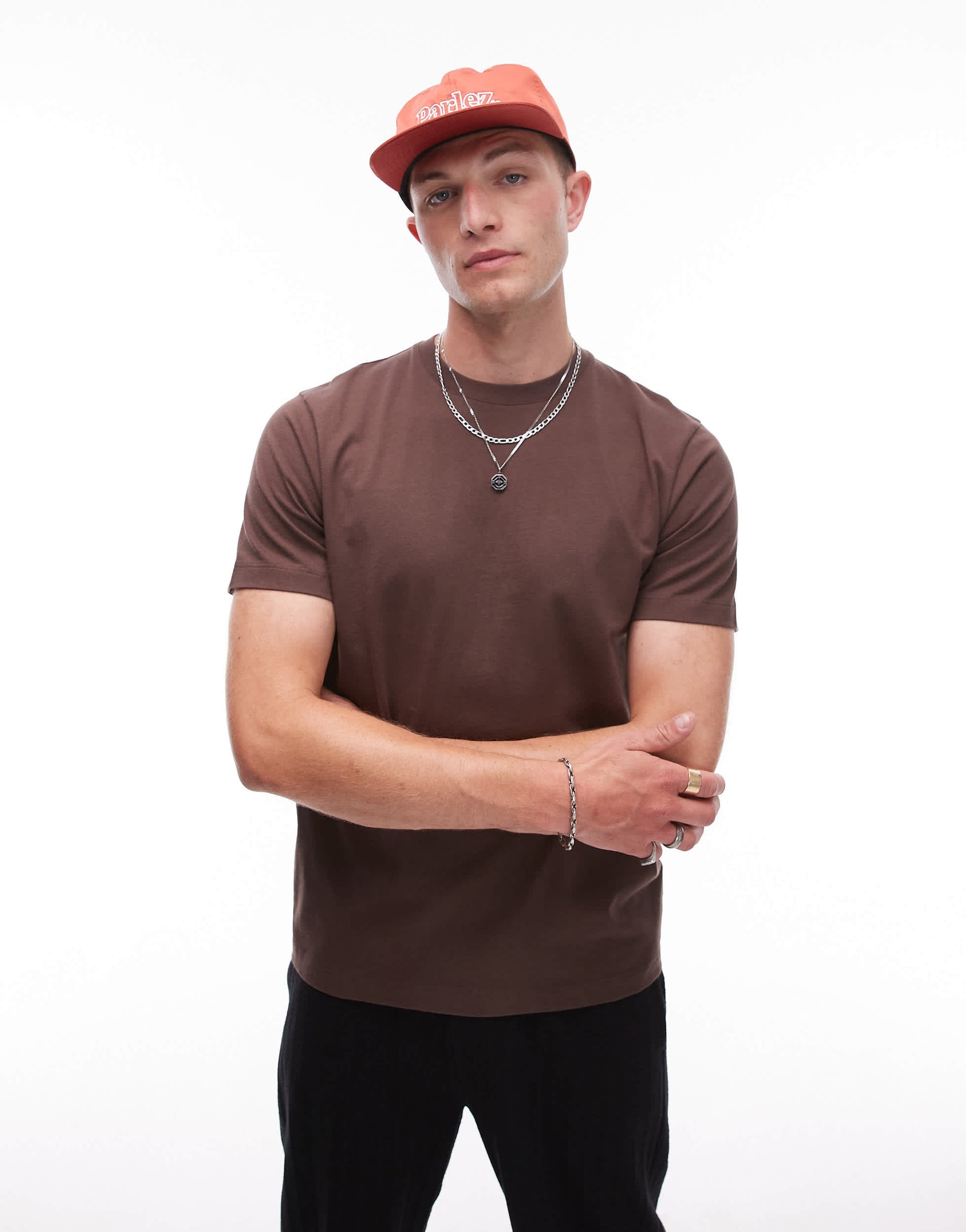 Topman classic fit t-shirt in brown