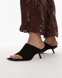Topshop Premium Ilya suede open square toe mule in black