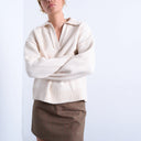 Topshop Strickpullover mit V-Ausschnitt in Hafer