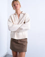Topshop knitted v neck collar jumper in oat
