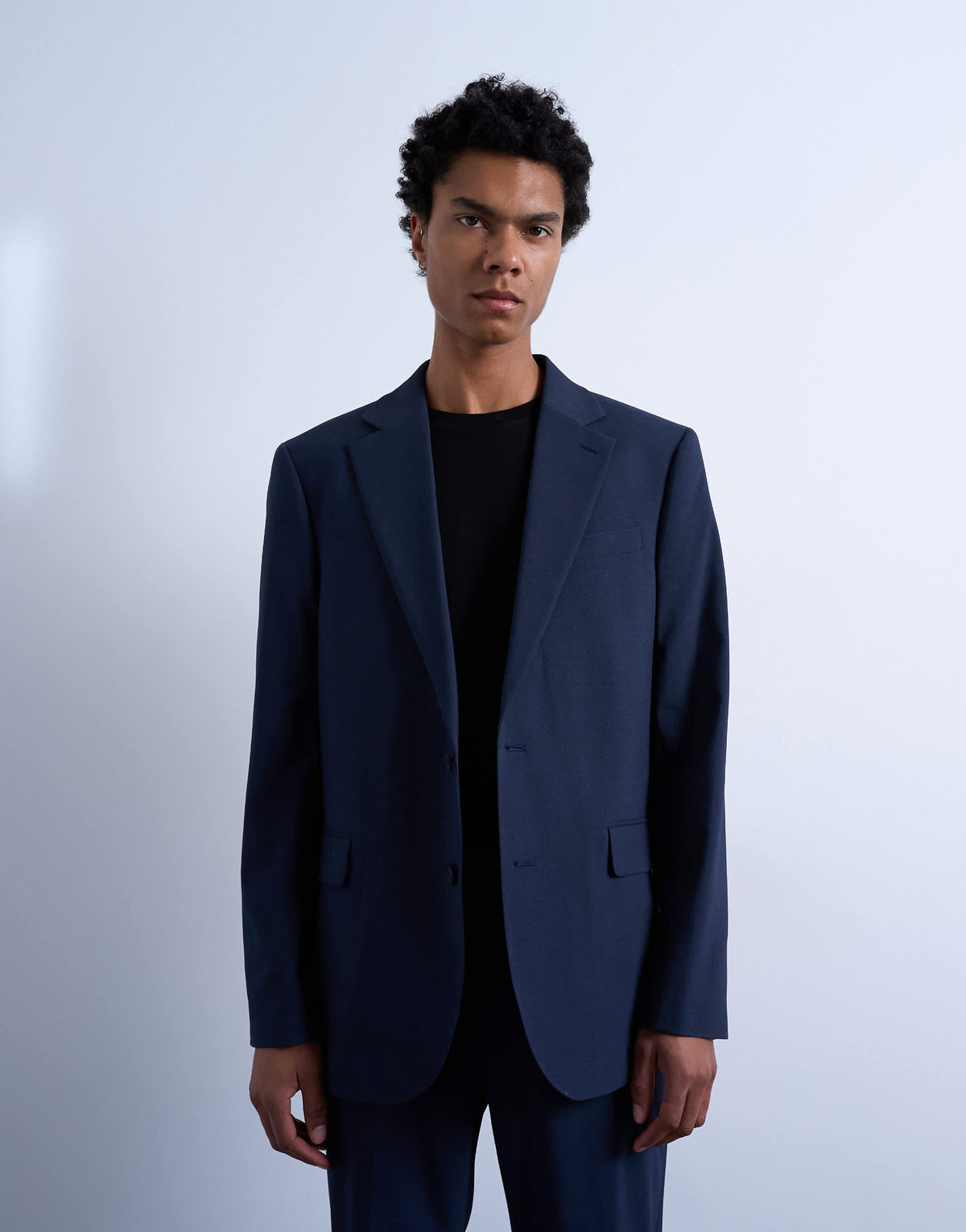 Topman relaxed wool touch suit jacket in navy