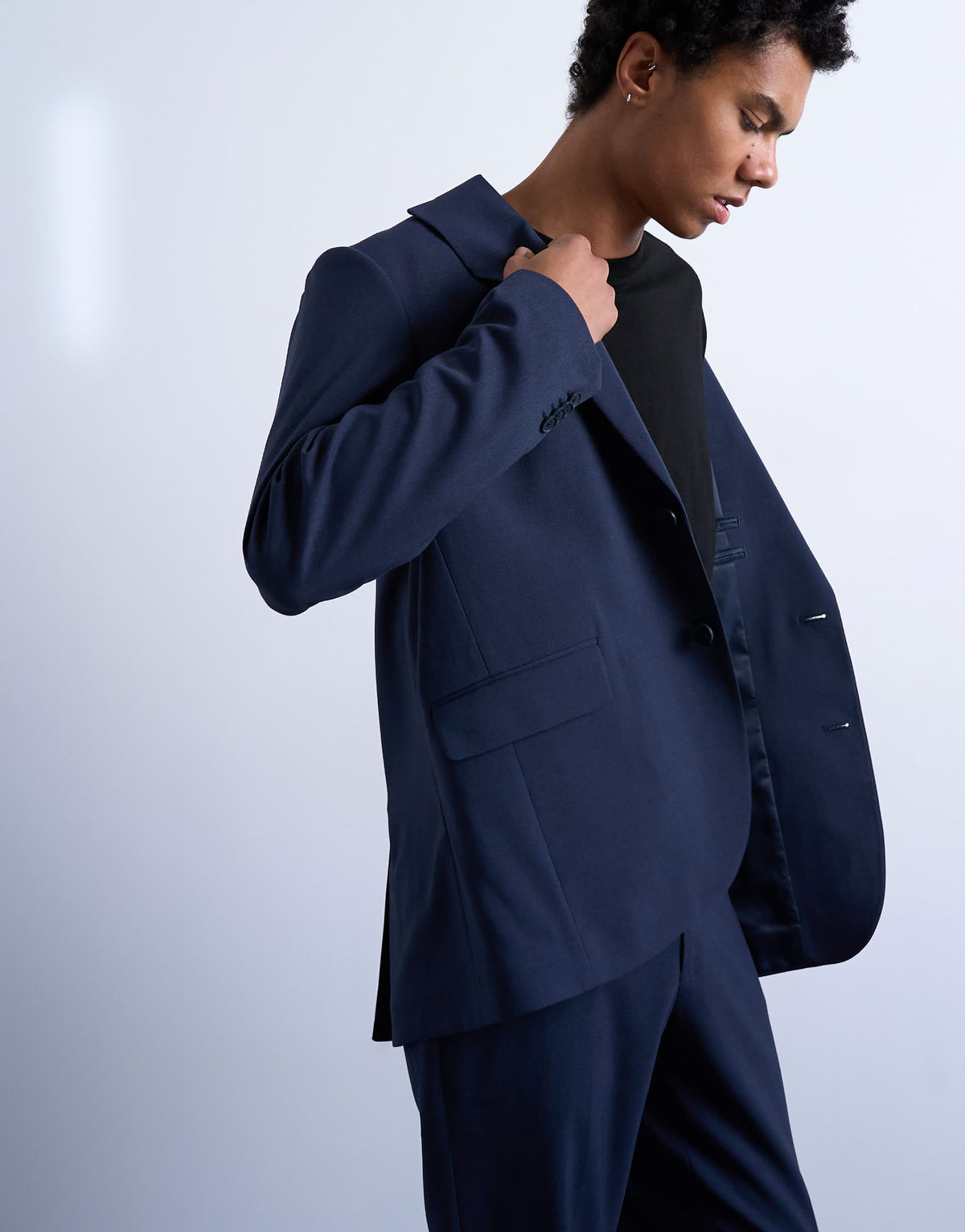 Topman relaxed wool touch suit jacket in navy