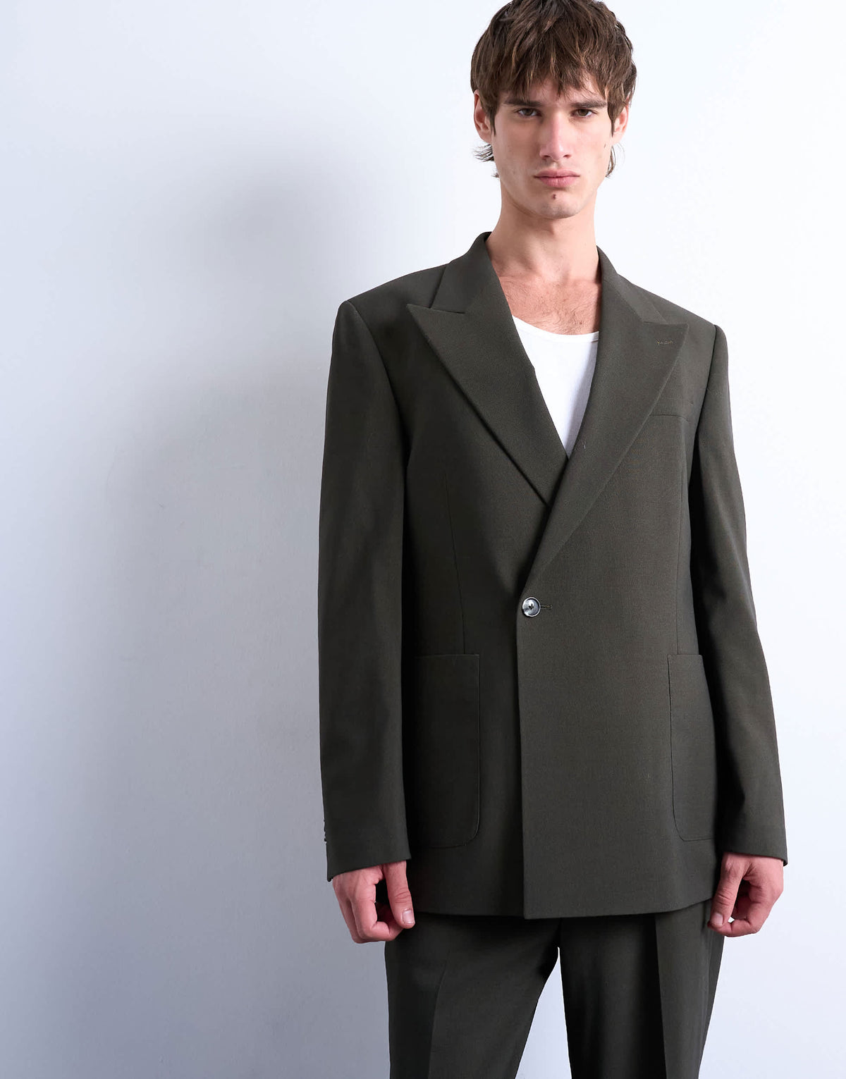 Topman relaxed wool touch suit jacket in dark green