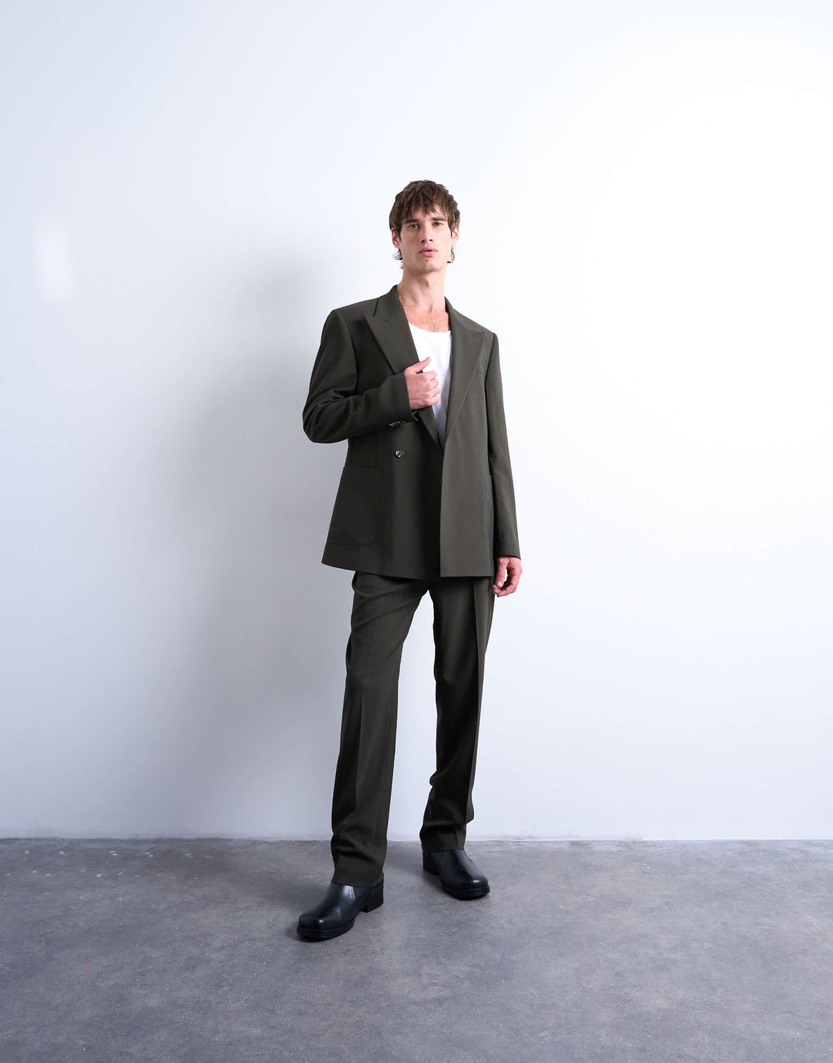 Topman relaxed wool touch suit jacket in dark green