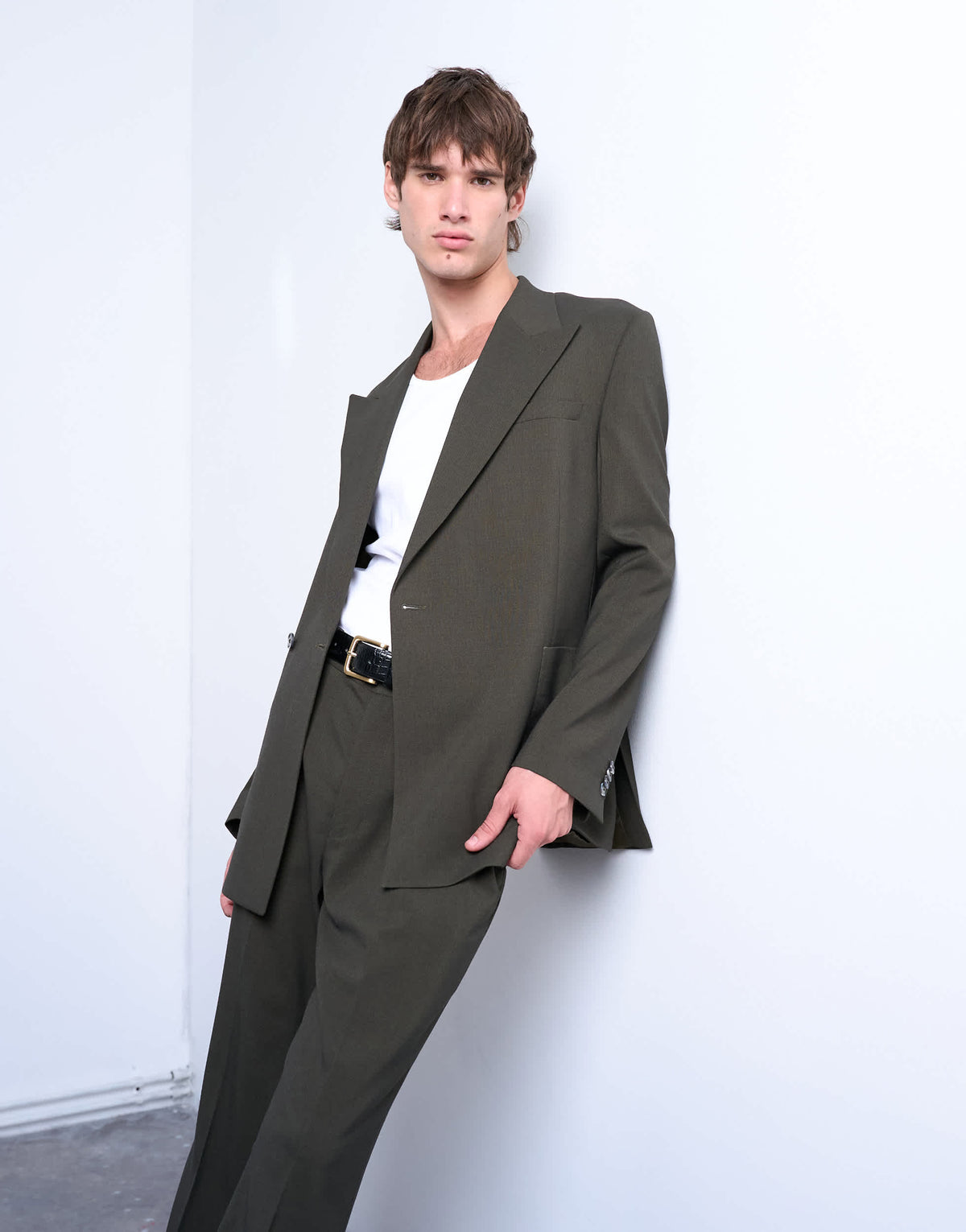 Topman relaxed wool touch suit jacket in dark green