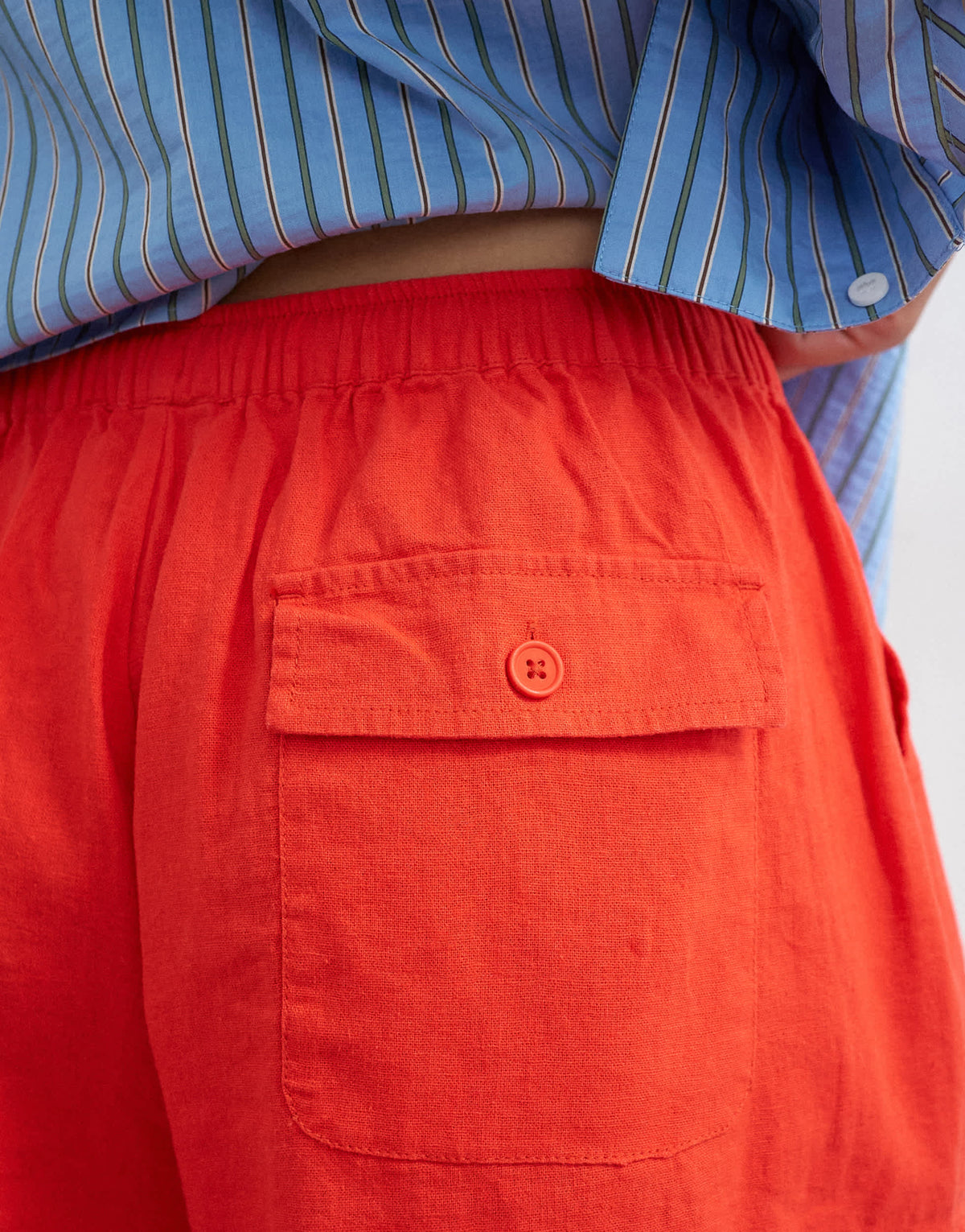Topshop linen mini short with drawcord in red