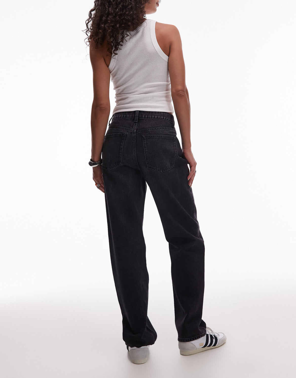 Topshop Kort high rise straight jean in washed black 