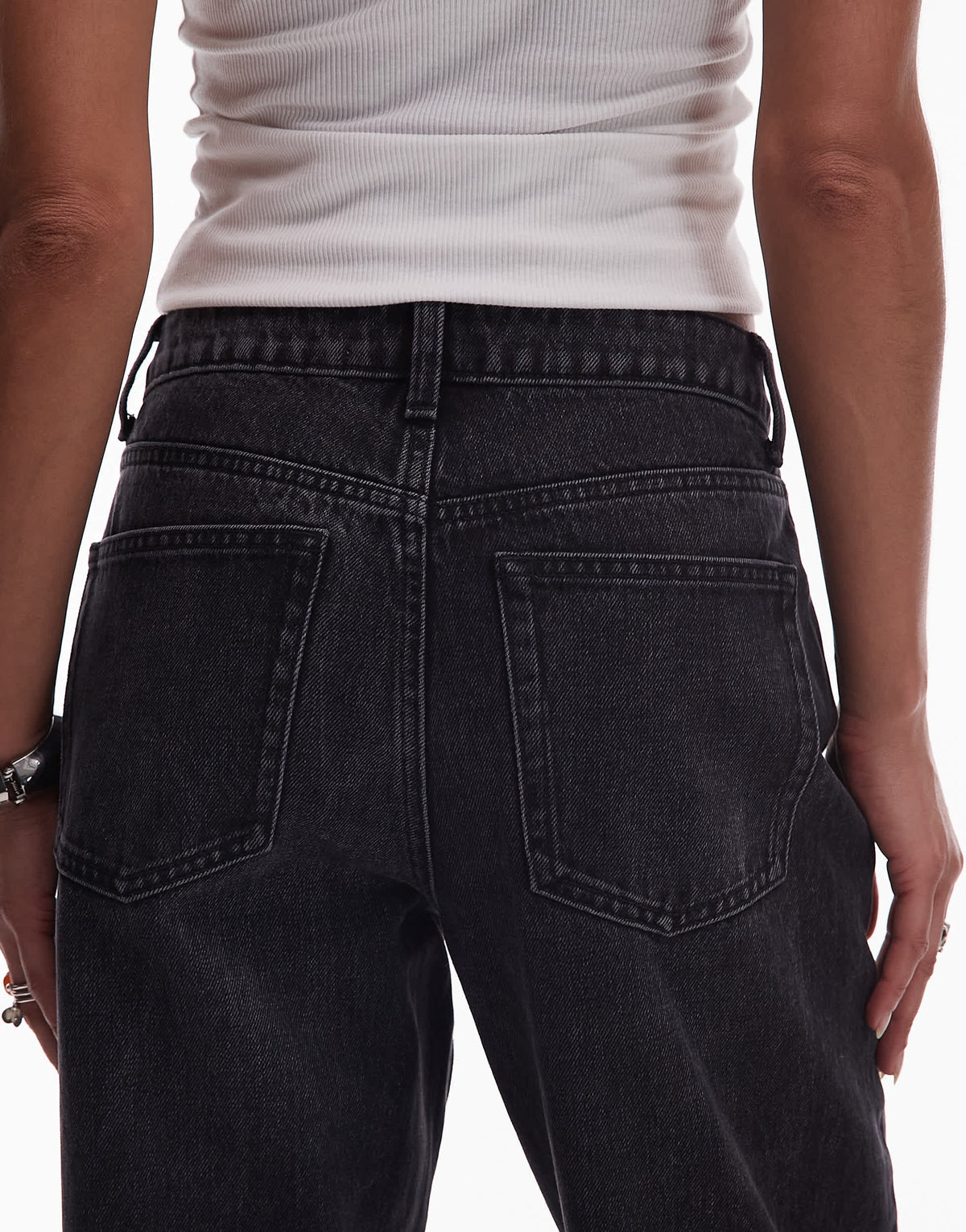 Topshop Kort high rise straight jean in washed black 
