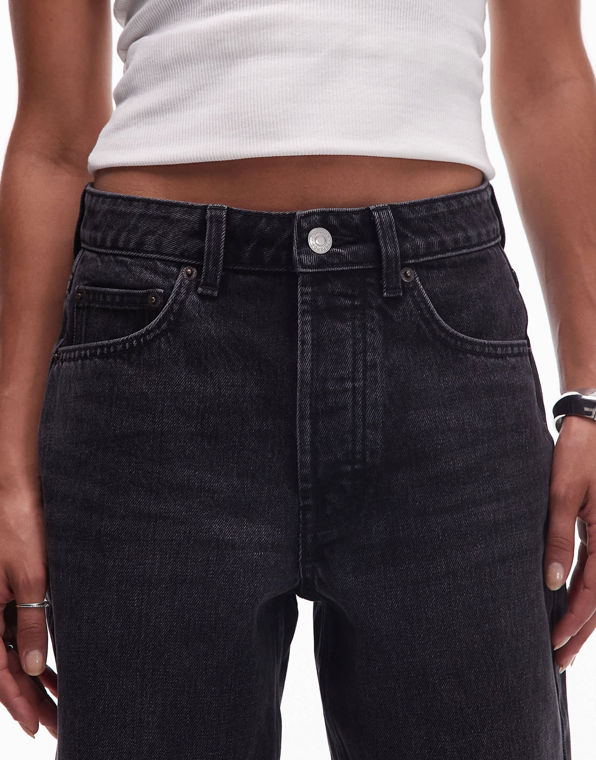 Topshop Kort high rise straight jean in washed black 