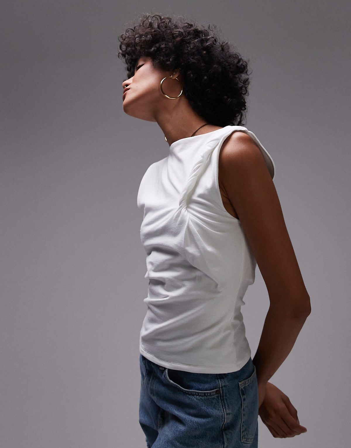 Topshop knot shoulder tank in ivory