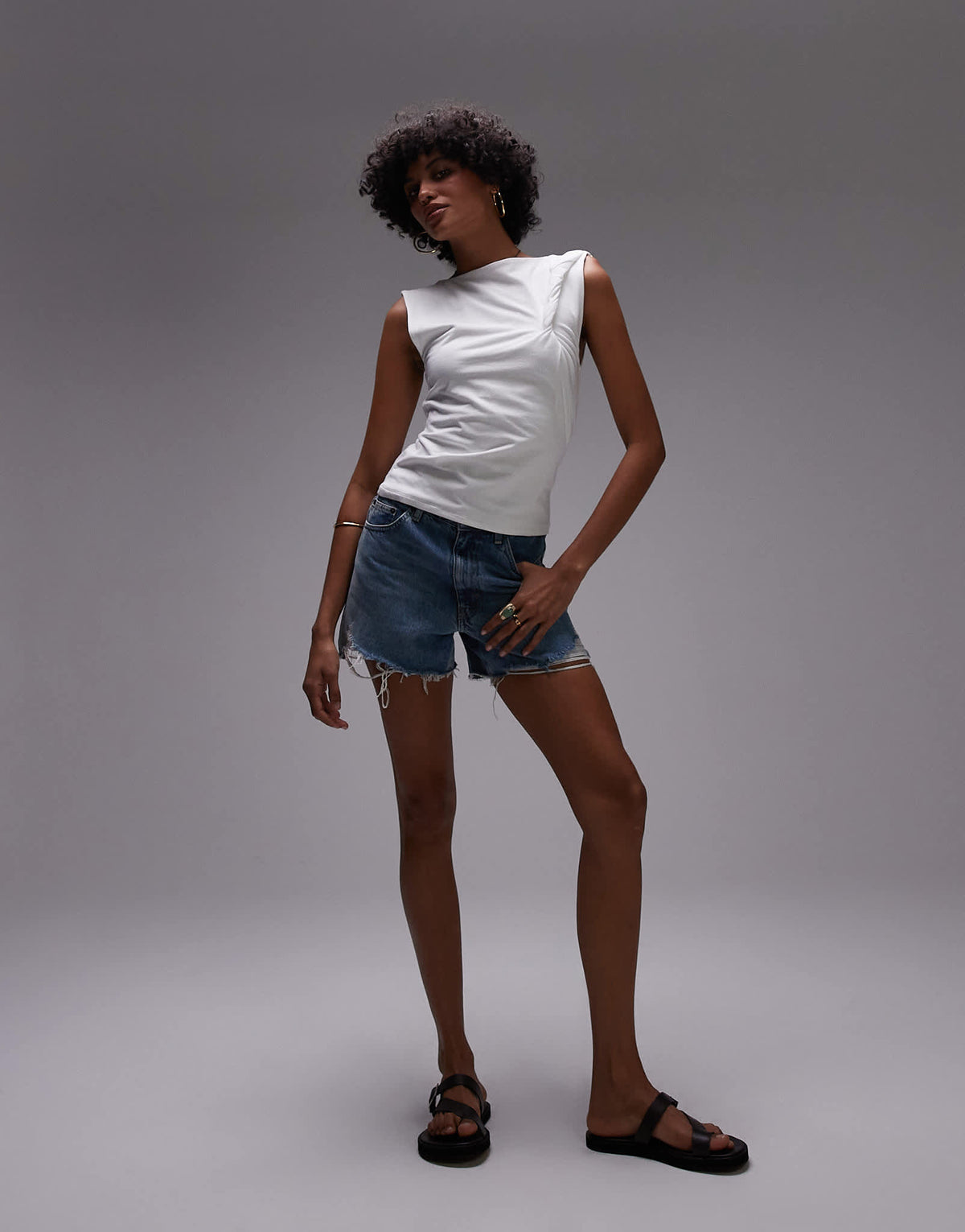 Topshop knot shoulder tank in ivory