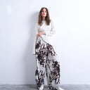 Topshop crinkle wide leg trousers in cow print