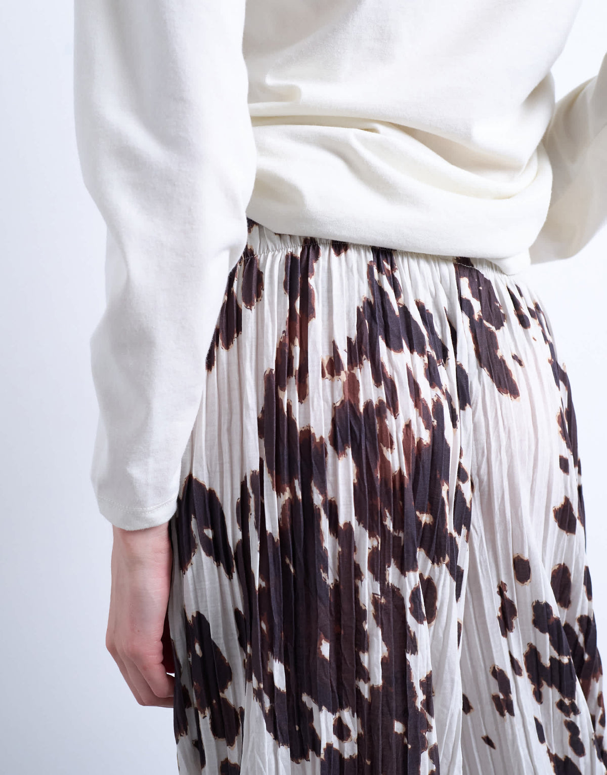 Topshop crinkle wide leg trousers in cow print