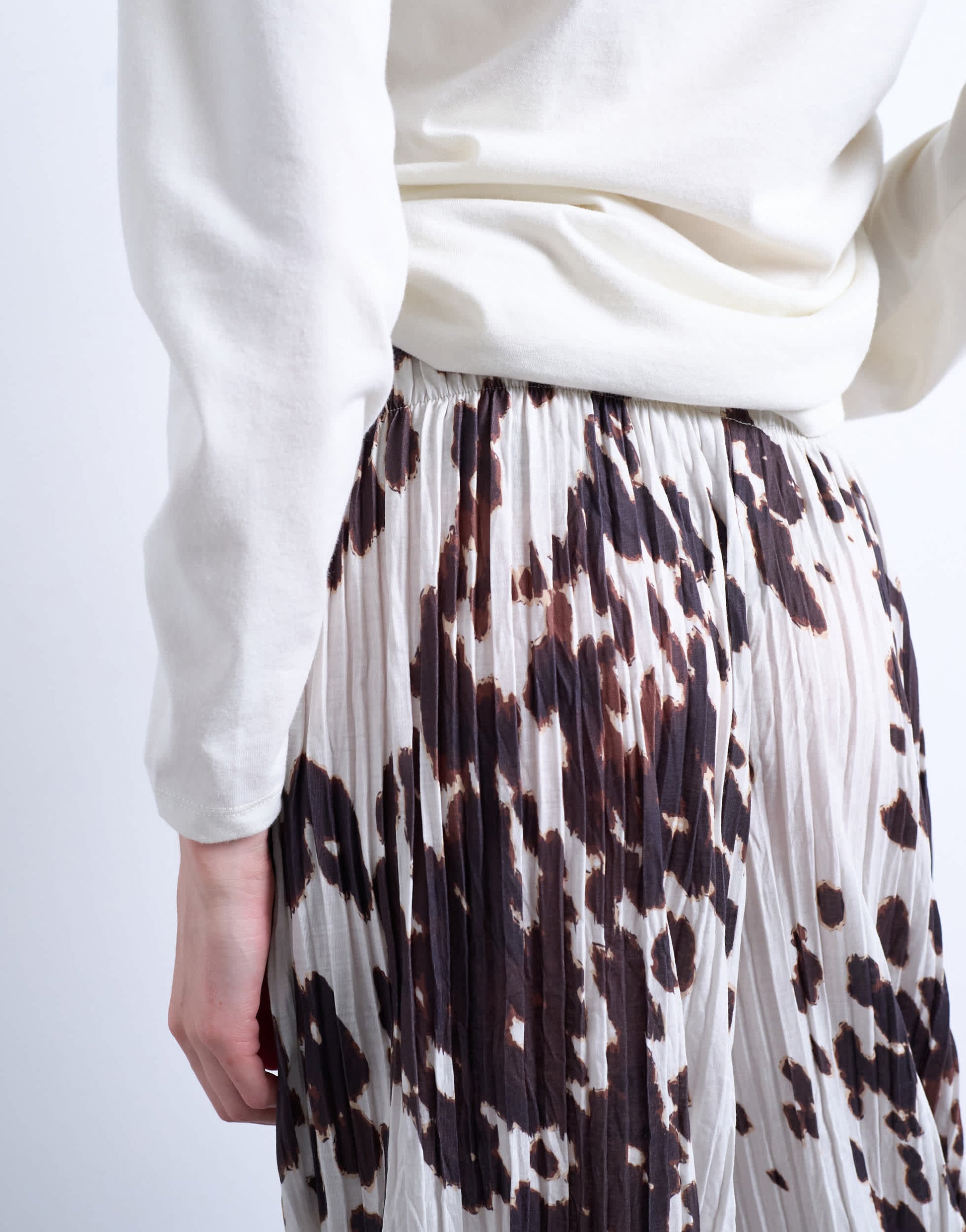 Topshop crinkle wide leg trousers in cow print