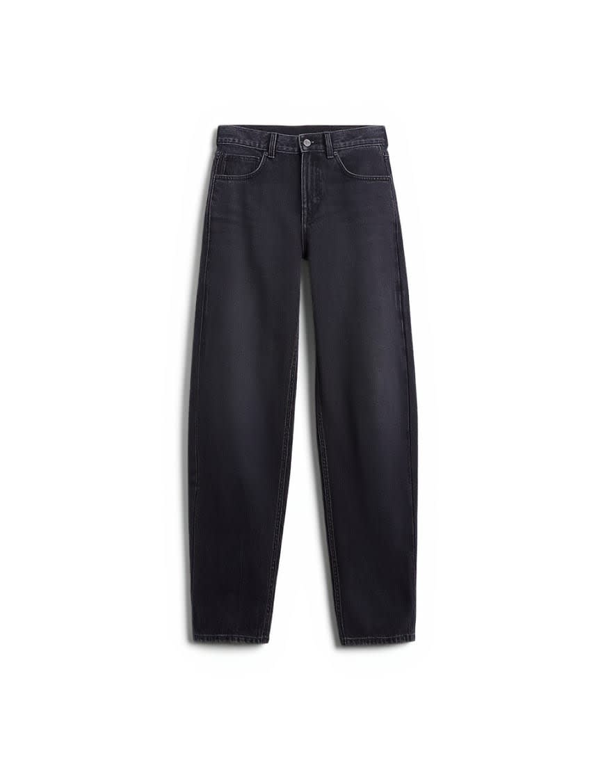 Topshop Cinch low rise relaxed jean in washed black