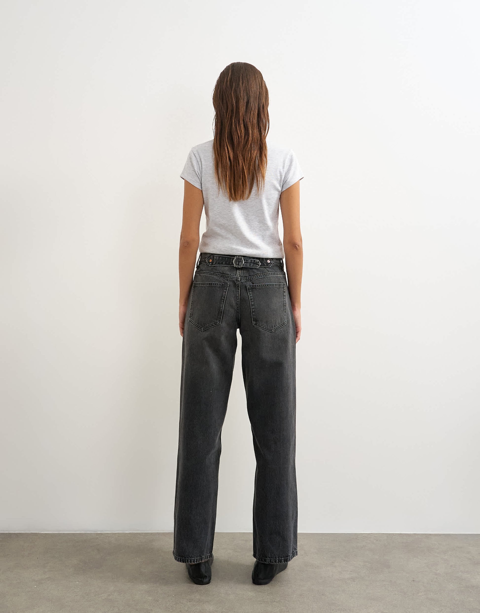 Topshop Cinch low rise relaxed jean in washed black