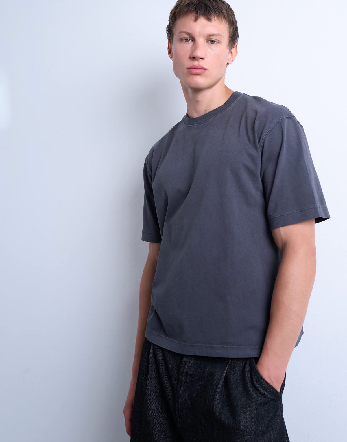 Topman boxy oversized t-shirt in washed charcoal