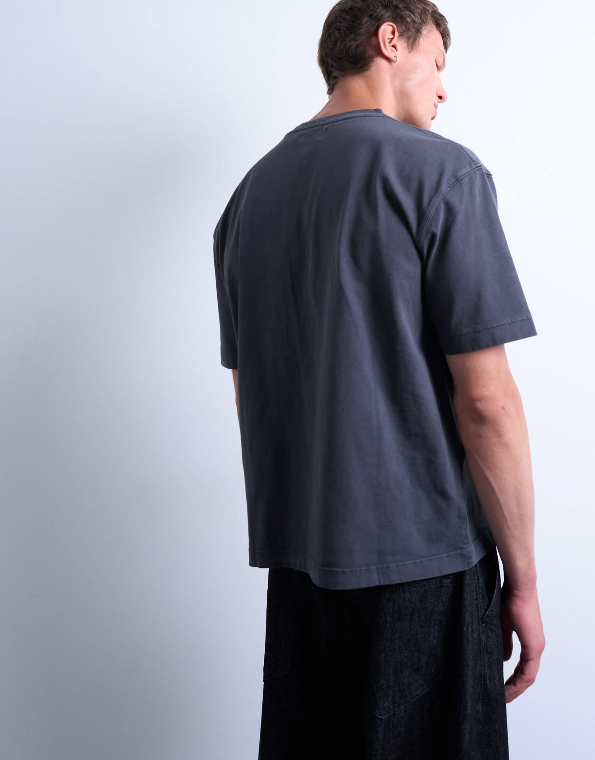Topman boxy oversized t-shirt in washed charcoal