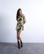 Topshop waisted long sleeve mini dress in blur print