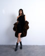 Topshop grown on twist shoulder velvet mini dress in black