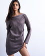 Topshop drape neck mini dress in charcoal mauve cupro jacquard