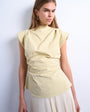 Topshop waisted structured shoulder top in buttermilk
