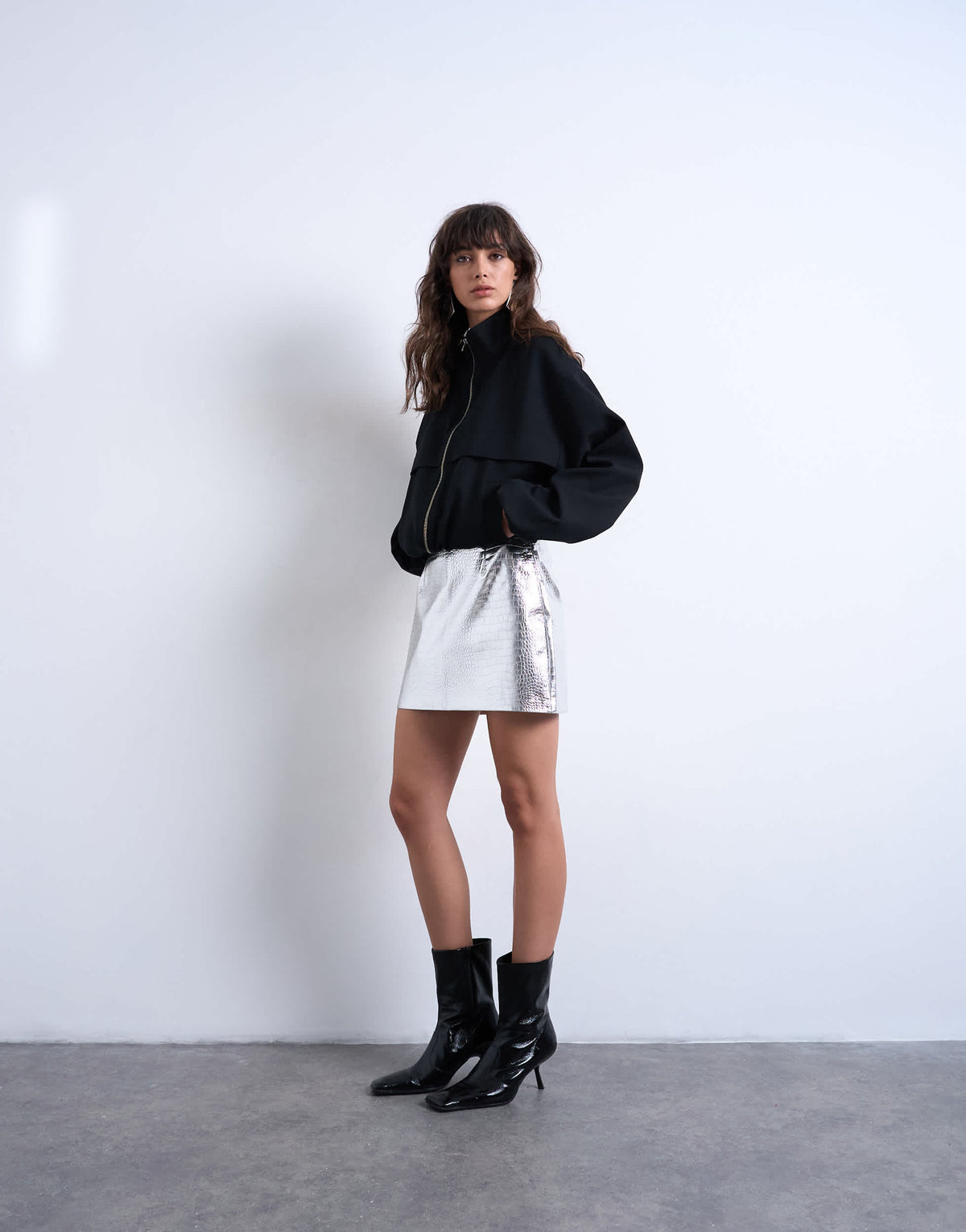 Topshop seamed detail faux leather mini in metallic