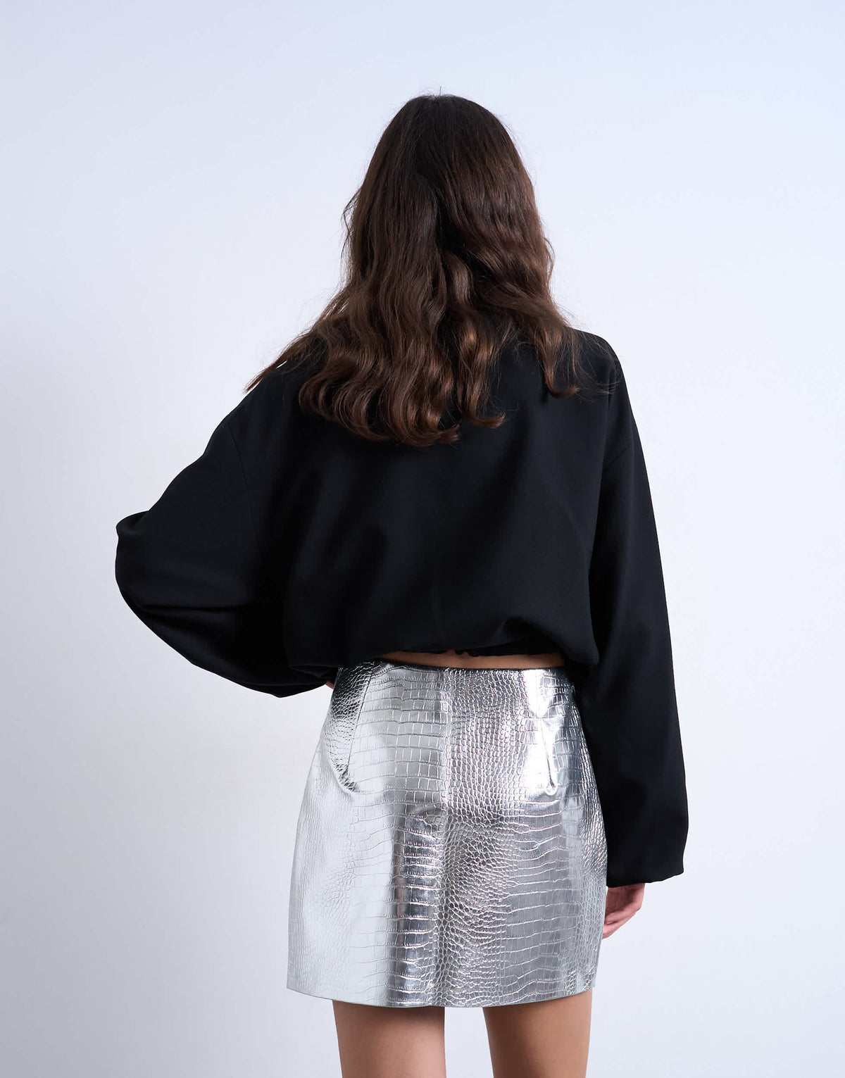 Topshop seamed detail faux leather mini in metallic