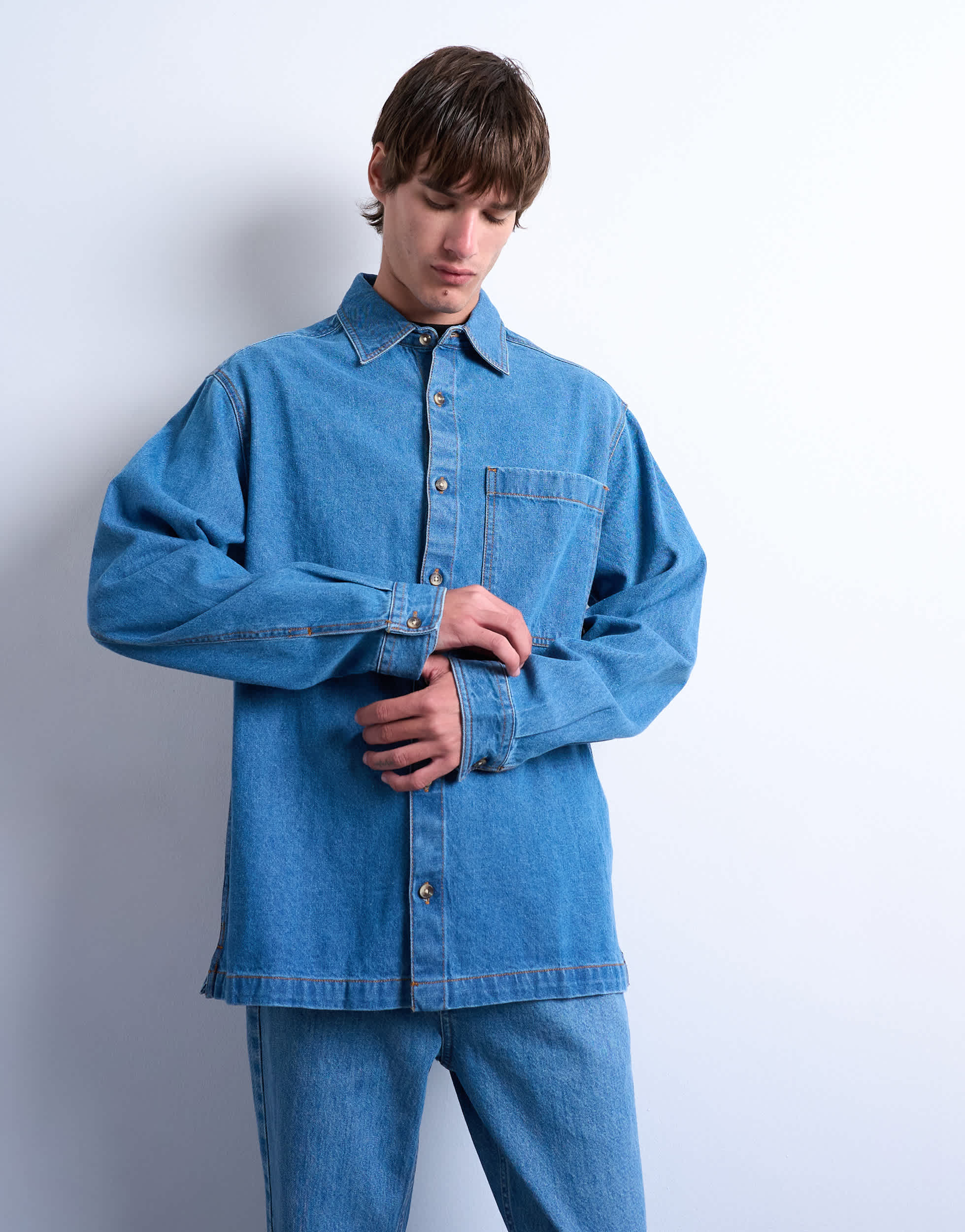 Surchemise en jean coupe regular Topman bleu délavé