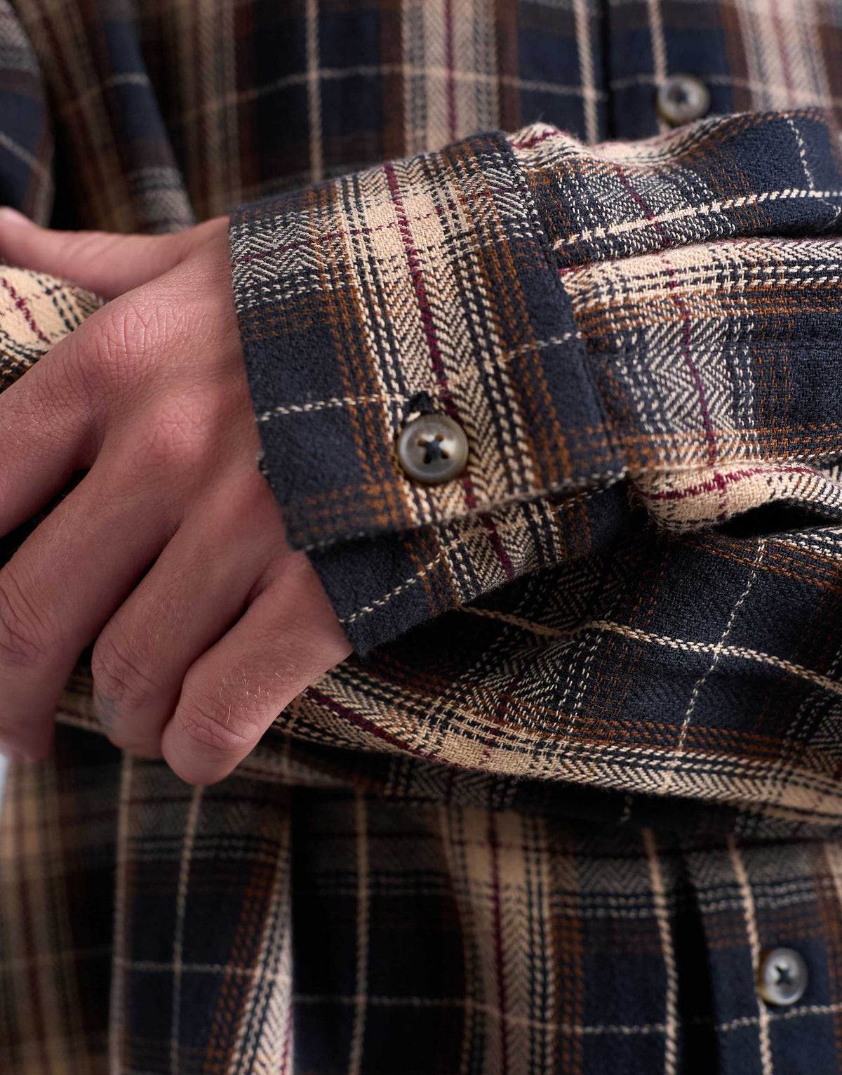 Topman relaxed fit crop flannel shirt in brown check