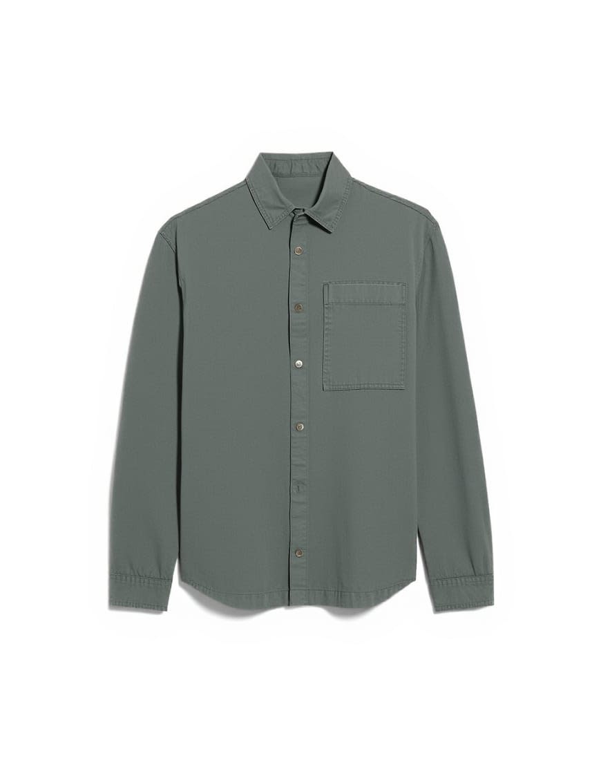 Topman long sleeve washed overshirt in khaki