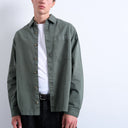 Surchemise kaki délavée à manches longues Topman
