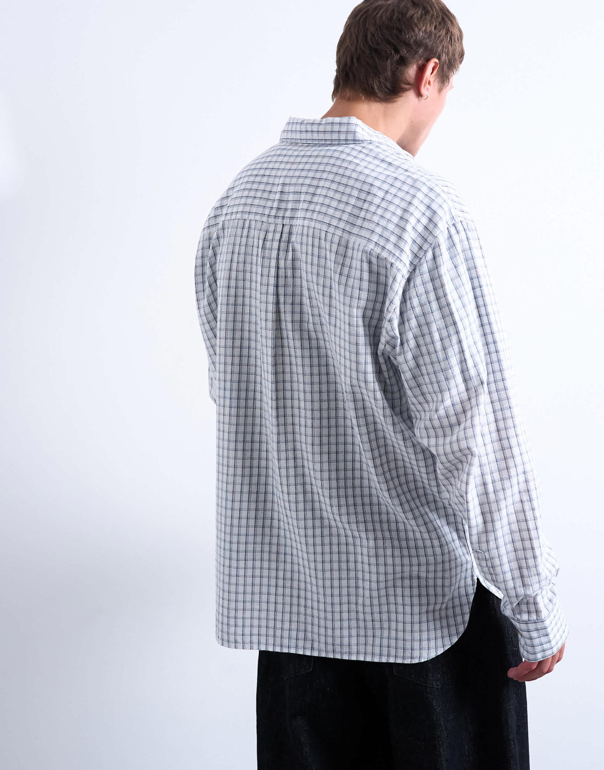 Topman oversized fit flannel check shirt in light blue