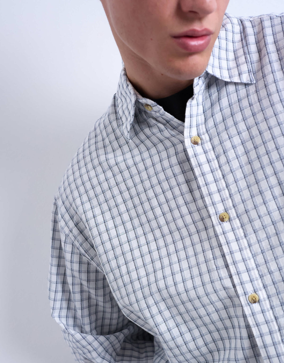 Topman oversized fit flannel check shirt in light blue