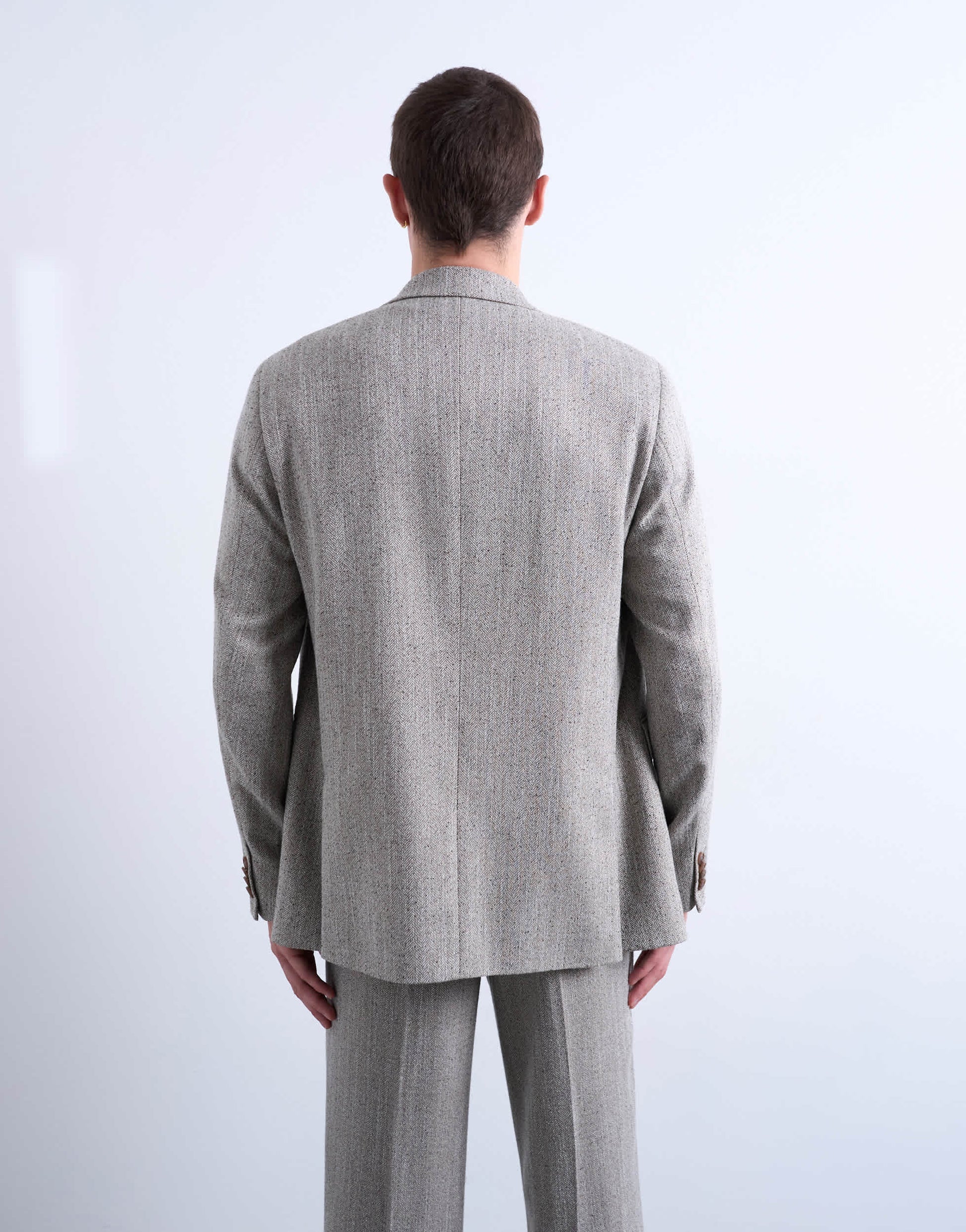 Topman herringbone double breasted blazer in stone