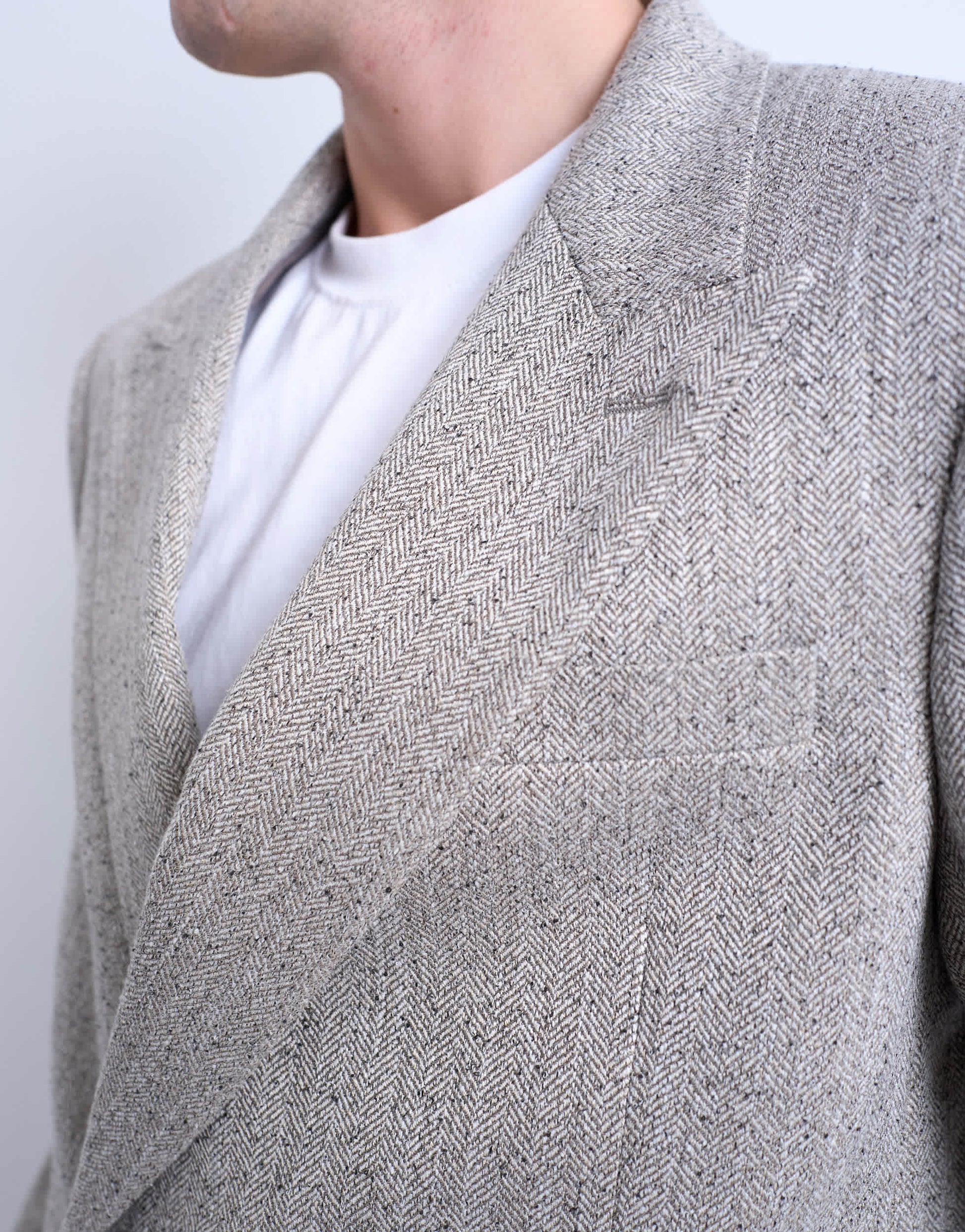 Topman herringbone double breasted blazer in stone