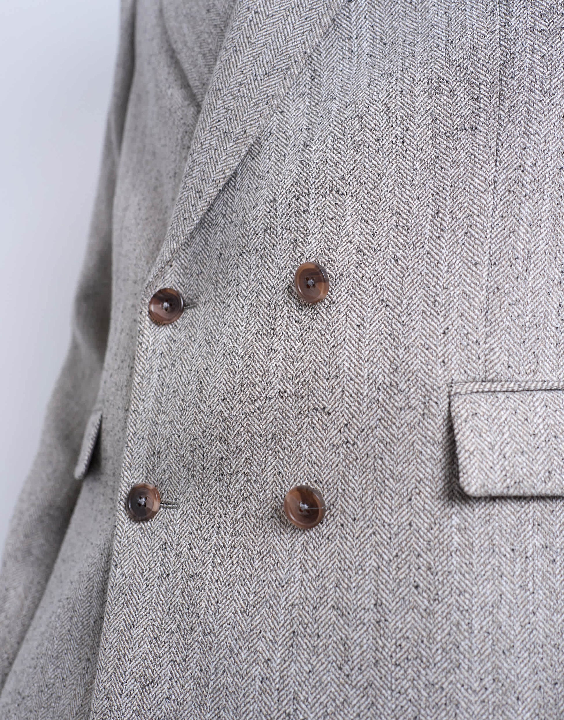 Topman herringbone double breasted blazer in stone