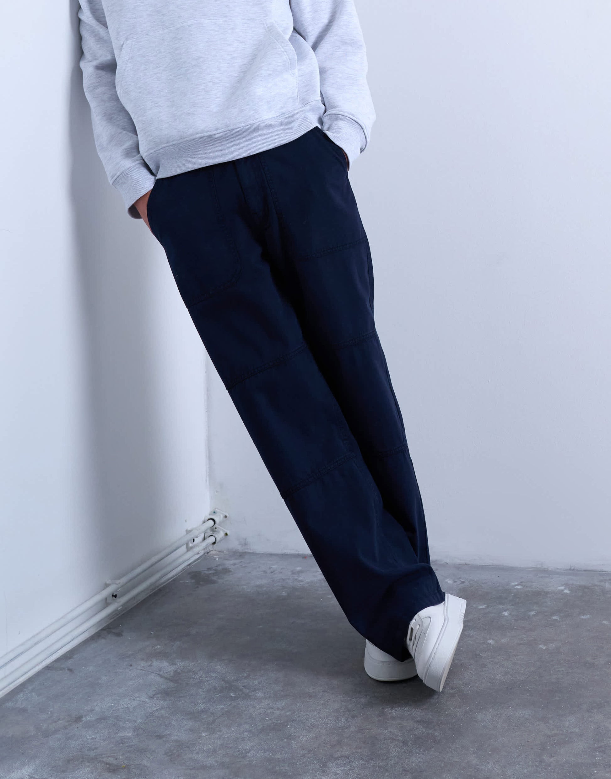 Topman baggy fit twill chino in navy