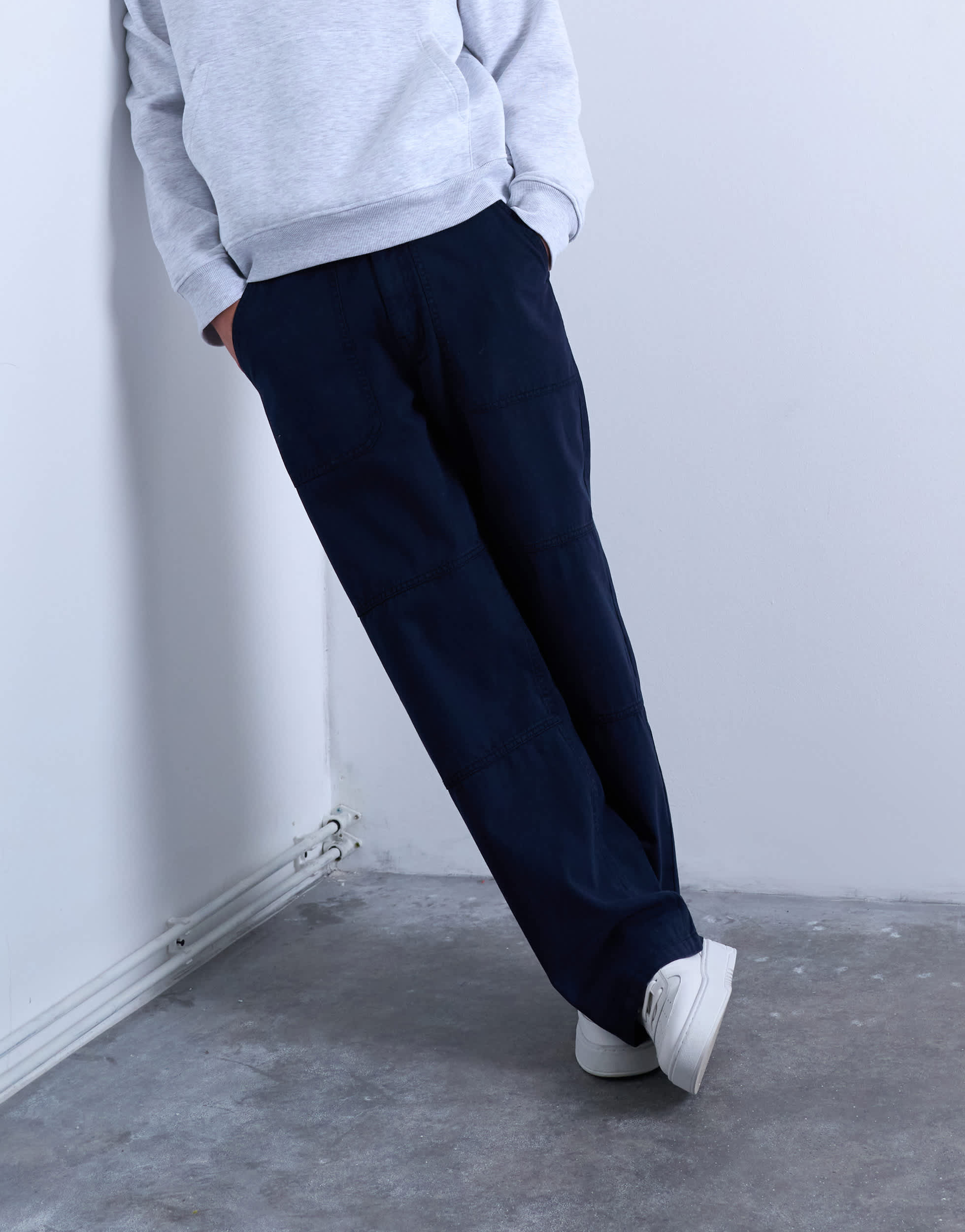 Topman baggy fit twill chino in navy