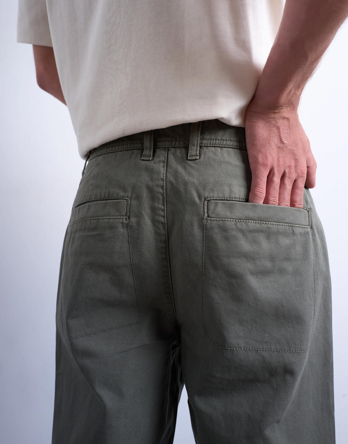 Topman straight fit herringbone trouser in washed khaki