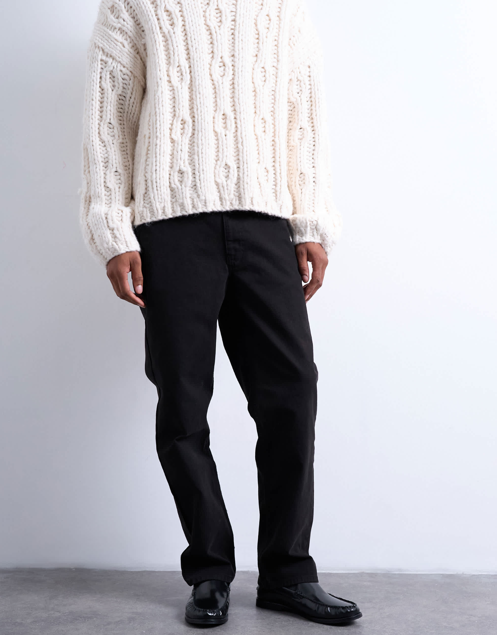 Topman Hose aus Canvas, Schwarz, Straight Fit