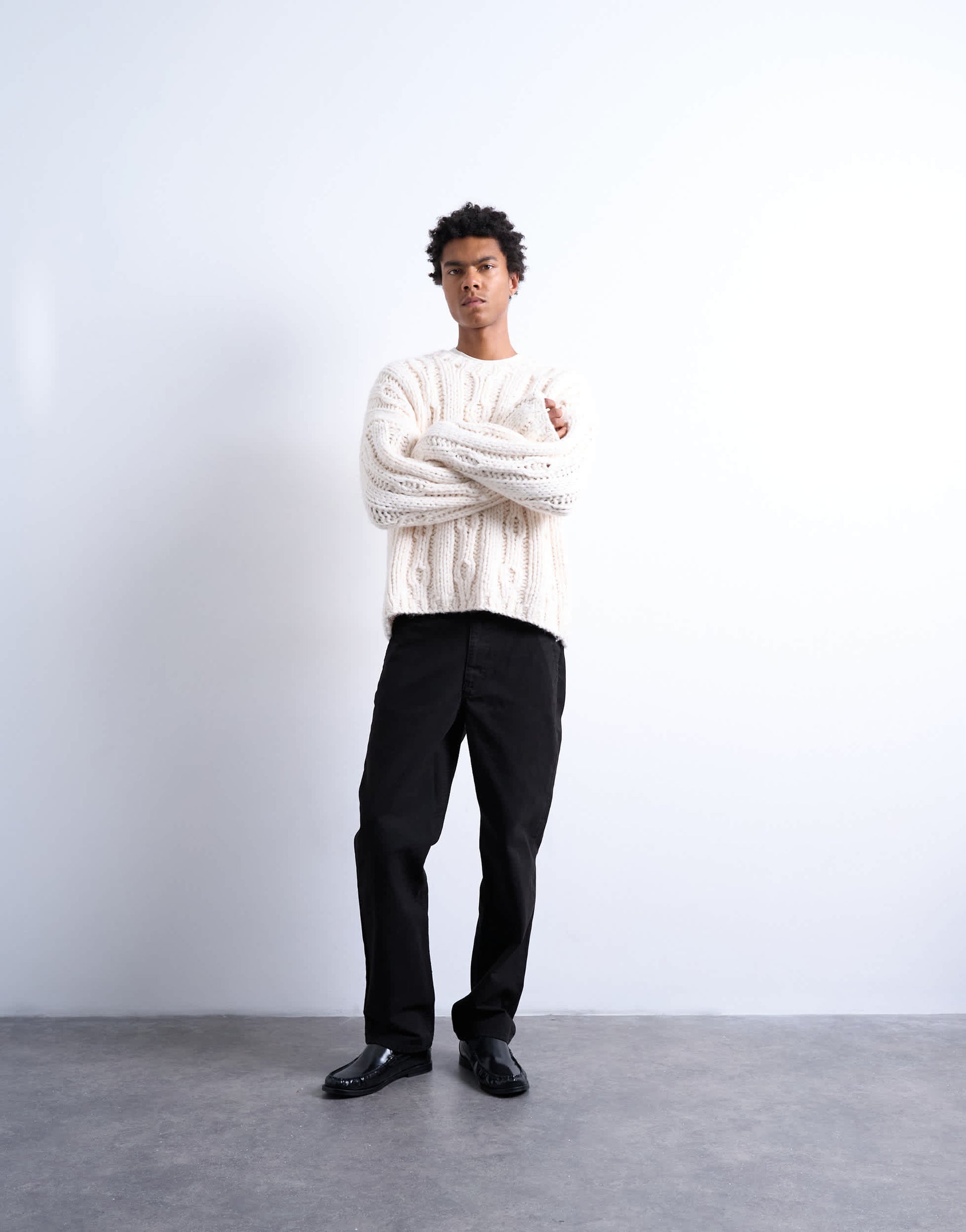 Topman straight fit canvas trouser in black
