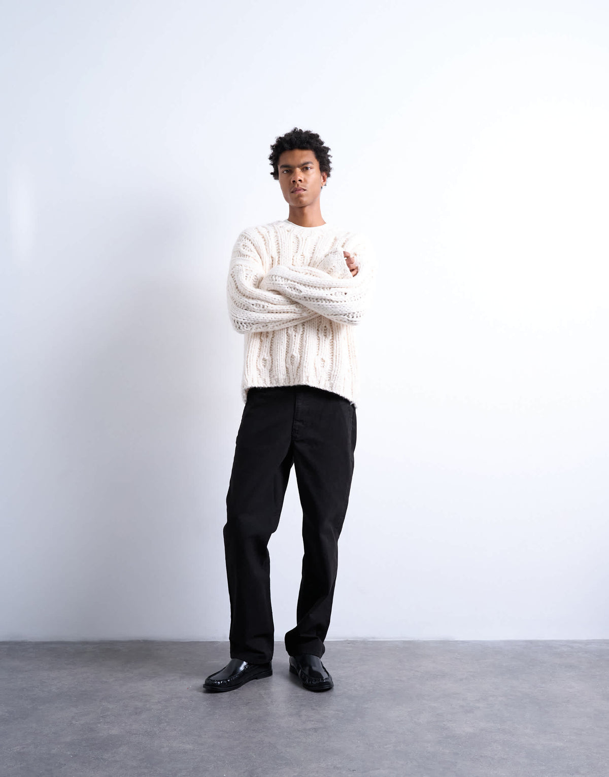 Topman straight fit canvas trouser in black
