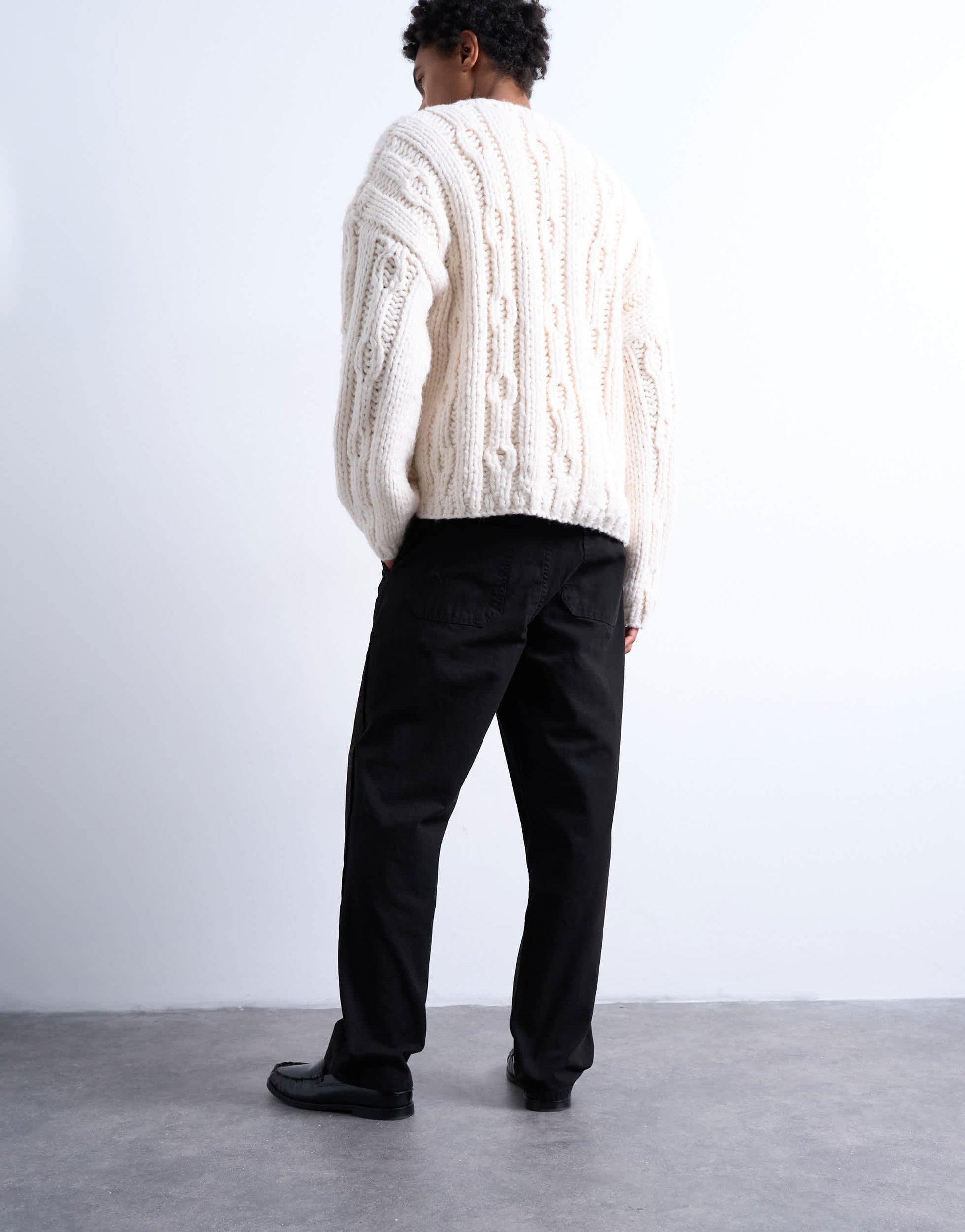Topman straight fit canvas trouser in black